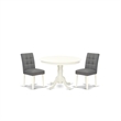 Pemberly Row 3-Piece Faux Leather Dining Set in Linen White/Platinum Gray
