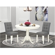 Pemberly Row 3-Piece Faux Leather Dining Set in Linen White/Platinum Gray