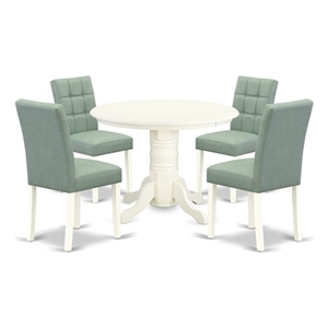 Pemberly Row 5-Piece Kitchen Table Set in Linen White and Willow Green