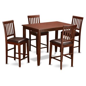 Pemberly Row 5-Piece Wood Counter Height Dining Set Mahogany Finish