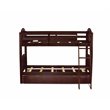 Pemberly Row Twin Wood Bunk Bed with Drawers & Guard Rails in Java Finish