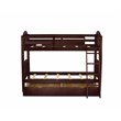 Pemberly Row Twin Wood Bunk Bed with Drawers & Guard Rails in Java Finish