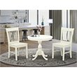 Pemberly Row 3-Piece Wood Pedestal Dining Set with Slatted Chairs in White