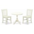Pemberly Row 3-Piece Wood Pedestal Dining Set with Slatted Chairs in White
