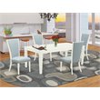 Pemberly Row 5-Piece Wood Dining Set in Linen White and Baby Blue