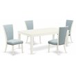 Pemberly Row 5-Piece Wood Dining Set in Linen White and Baby Blue