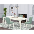 Pemberly Row 5-Piece Faux Leather Dining Set in Linen White/Willow Green