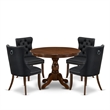 Pemberly Row 5-Piece Faux Leather Dining Set in Antique Walnut/Dark Gray
