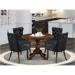 Pemberly Row 5-Piece Faux Leather Dining Set in Antique Walnut/Dark Gray