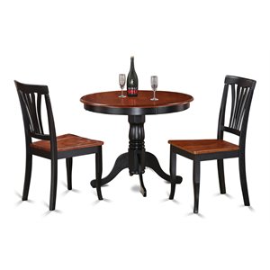 Pemberly Row 3-Piece Wood Dining Set with Pedestal Table in Black/Cherry