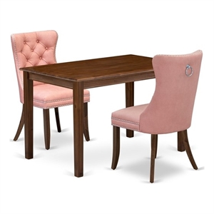 Pemberly Row 3-Piece Solid Asian Wood Dining Set in Antique Walnut