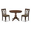 Pemberly Row 3-Piece Wood Dining Table Set with X-Back Chairs in Mahogany