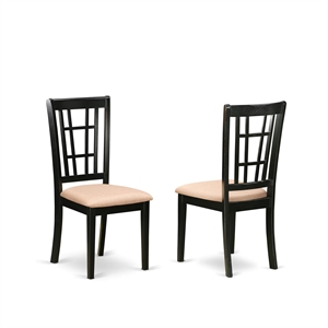 Pemberly Row Wood and Fabric Dining Chairs in Black (Set of 2)