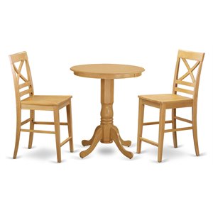 Pemberly Row 3-Piece Wood Dining Table Set with Wood Chairs in Oak