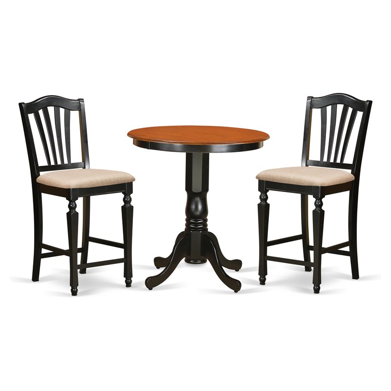 Pemberly Row 3-Piece Counter Height Dining Set in Black and Cherry Wood