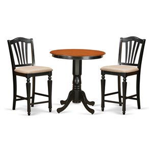 Pemberly Row 3-Piece Counter Height Dining Set in Black and Cherry Wood