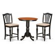 Pemberly Row 3-Piece Counter Height Dining Set in Black and Cherry Wood