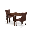 Pemberly Row 3-Piece Dining Set in Mahogany Finish with Burgundy Upholstery