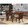 Pemberly Row 3-Piece Dining Set in Mahogany Finish with Burgundy Upholstery