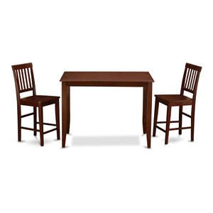 Pemberly Row 3-Piece Counter Height Pub Table Set in Mahogany Wood