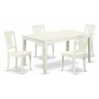 Pemberly Row 5-Piece Rectangular Dining Set in Linen White Wood