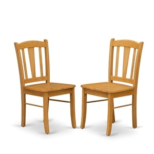 Pemberly Row Wood Dining Chairs with Beveled Edges in Oak (Set of 2)
