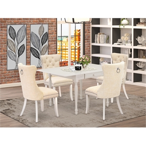Pemberly Row Rectangular 5-Piece Rubberwood Dining Table Set