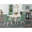 Pemberly Row 5-Piece Dinette Set with Drop-Leaf in Linen White/Willow Green