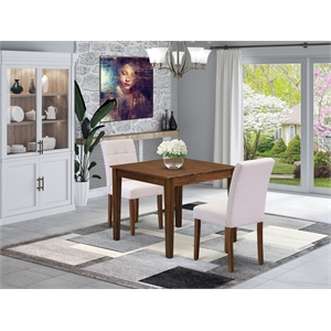 Pemberly Row 3-Piece Dining Table Set with Antique Walnut Finish