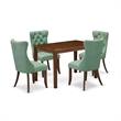 Pemberly Row 5-Piece Wood Dining Set with Faux Leather in Antique Walnut