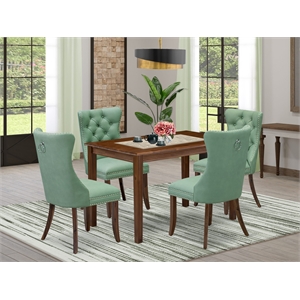 Pemberly Row 5-Piece Wood Dining Set with Faux Leather in Antique Walnut