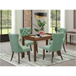 Pemberly Row 5-Piece Wood Dining Set with Faux Leather in Antique Walnut