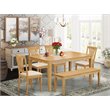 Pemberly Row 6-Piece Dining Set with Cushion Seat and Bench in Oak