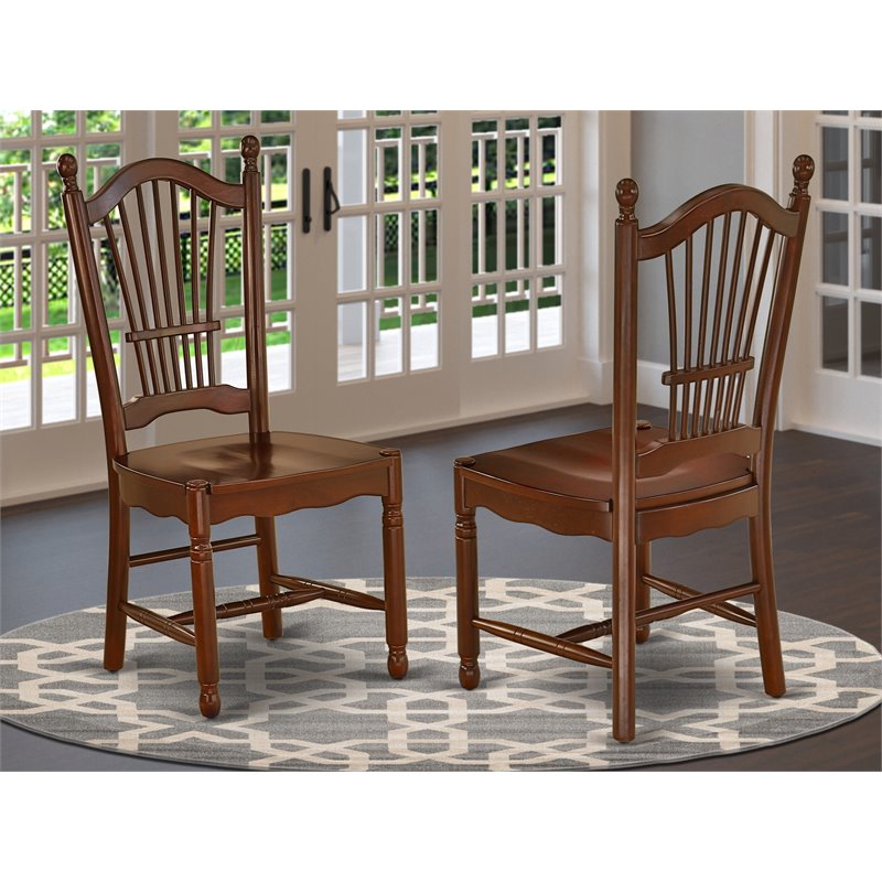 Pemberly Row Solid Wood Dining Chairs in Mahogany (Set of 2)