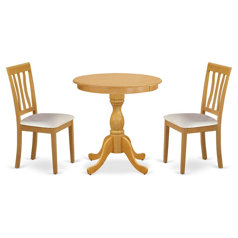 Pemberly Row 5-Piece Round Wood Dining Set with Faux Leather in Oak