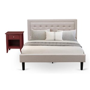 Pemberly Row 2-Piece Queen Bedroom Set with Bed and End Table in Mist Beige