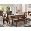 Pemberly Row 5-Piece Wood Dining Set in Mahogany with Faux Leather Seats
