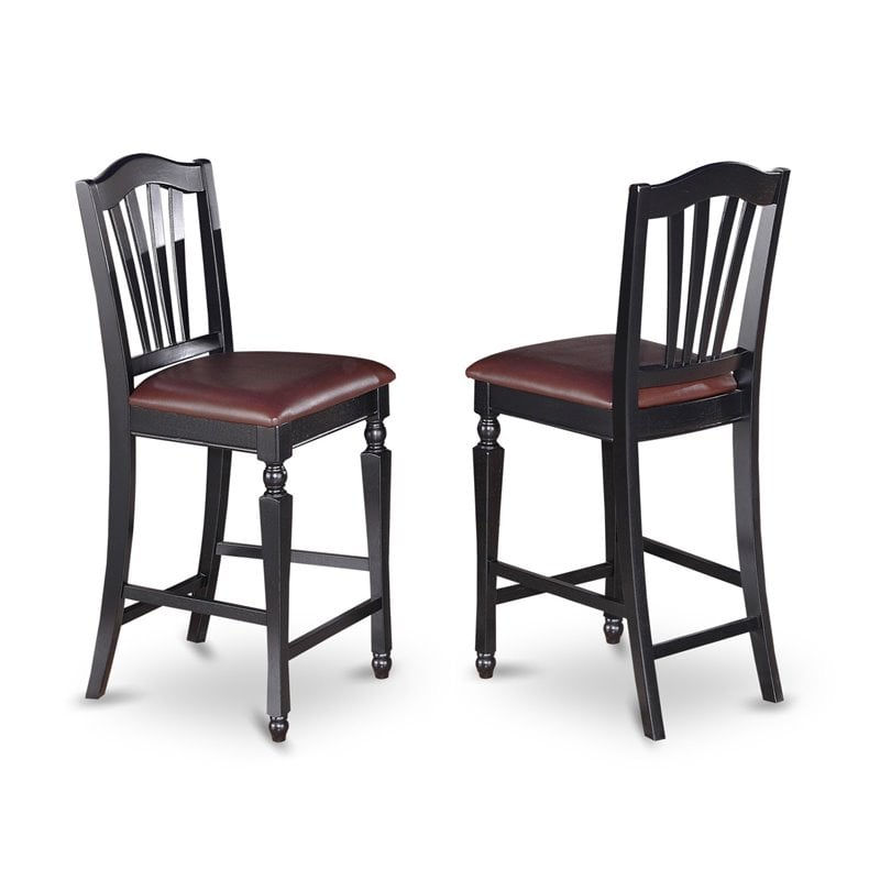 Pemberly Row 7-Piece Wood Dining Set in Black/Cherry & Brown Finish