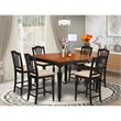 Pemberly Row 7-Piece Wood Dining Set in Black/Cherry & Beige Finish