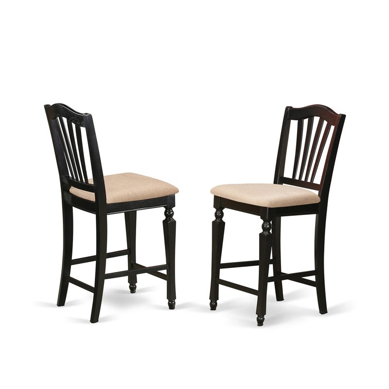 Pemberly Row 7-Piece Wood Dining Set in Black/Cherry & Beige Finish