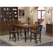 Pemberly Row 5-Piece Wood Dining Set with Stools in Black and Cherry