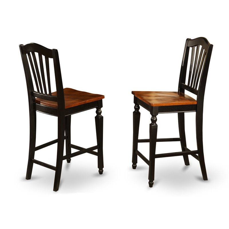 Pemberly Row 5-Piece Wood Dining Set with Stools in Black and Cherry