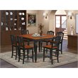 Pemberly Row 7-Piece Rubberwood Dining Set in Black and Cherry