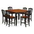 Pemberly Row 7-Piece Rubberwood Dining Set in Black and Cherry