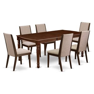 Pemberly Row 7-Piece Wood Kitchen Dining Set in Mahogany and Light Tan