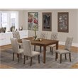 Pemberly Row 7-Piece Wood Dining Table Set in Mahogany and Dark Khaki