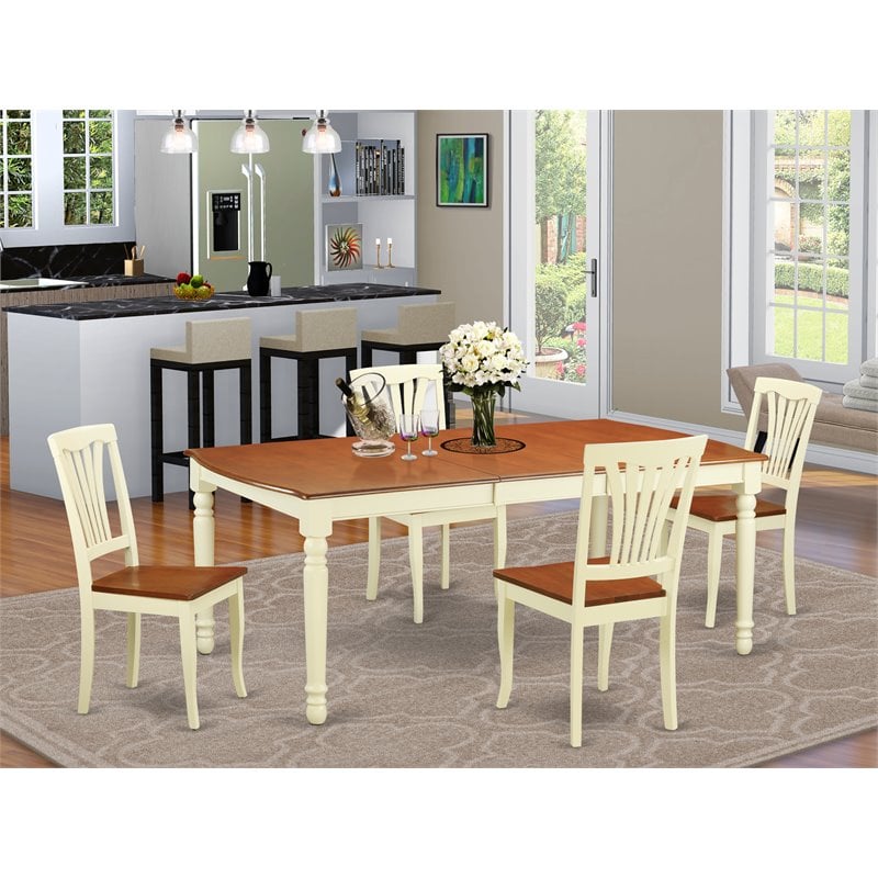 Pemberly Row 5-Piece Wood Dining Set in Buttermilk and Cherry Finish