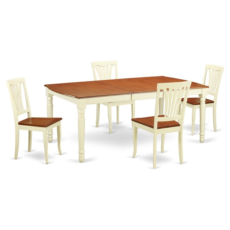 Pemberly Row 5-Piece Wood Dining Set in Buttermilk and Cherry Finish