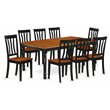 Pemberly Row 9-Piece Wooden Dining Set with Slatted Chairs in Black/Cherry