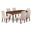 Pemberly Row 7-Piece Wood Dining Set in Mahogany and Cream Finish